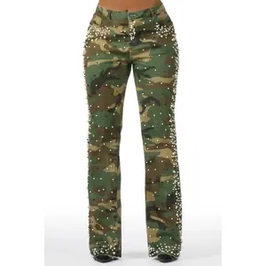 Marquita Camo Pearl Stacked Flare Jean