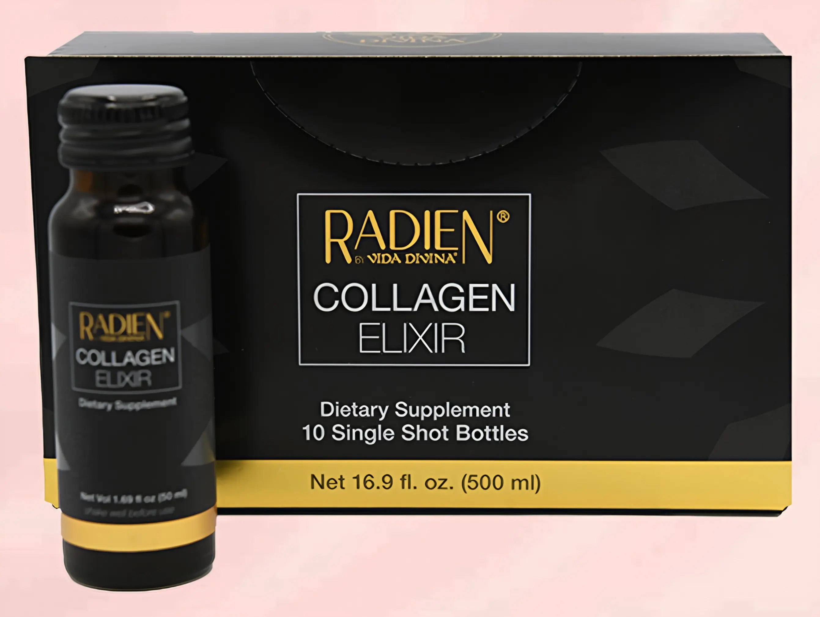 Radien Marine Collagen Elixir - 5000mg per Bottle x 10 Bottles - Natural Beauty from within - No Lactose - 10 Single Shot Bottles