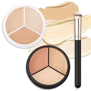 Triple Concealer - 3 Color Concealer, Full Coverage Natural Beige, Covers Blemishes, Highlights & Contours, Cosmetic Makeup Fairness