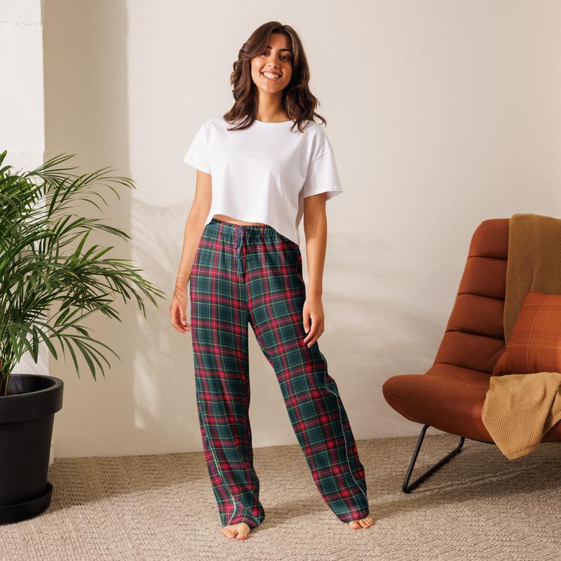 GREEN PLAID SILKY PAJAMA SET