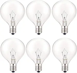 25 Watt Wax Warmer Bulbs, Light Bulbs for Full Size Scentsy Warmer, 6 Packs E12 Base Type G Bulb, Dimmable, Warm White, 120V G16 1/2 Bulbs for Candle Lamp