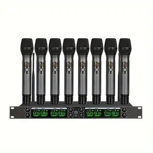LMBGM K-25R UHF Wireless Microphone System, 8 Handheld Mics, Automatic Frequency Pairing, 164ft Range for Stage Conference Wedding Karaoke