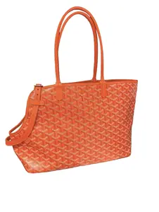 Pre-owned Goyard Goyardine coated canvas with Chevroches calfskin trim Shoulder Bags Chien Gris bag in Orange Goyardine