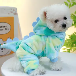 Colorful Dragon Transformation Pet Costume, Fun Blue Four-Legged Clothes for Dogs Cats, Teddy Bichon Pomeranian Yorkie Small Breeds