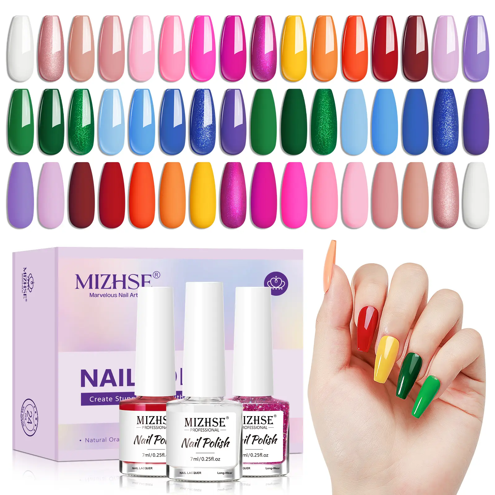 MIZHSE Quick Dry Nail Polish Set,Air Dry Regular Nail Polish,No UV Lamp Needed,Long Lasting Glossy Finish,DIY Manicure Art Gift for Women