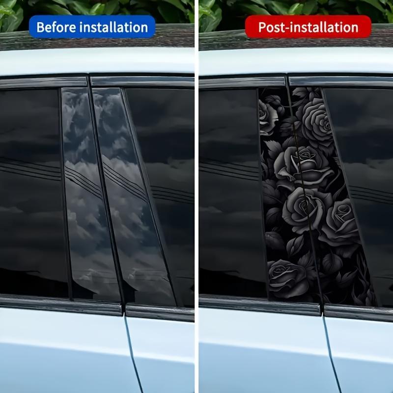 Rose Pattern Car Window Windshield Sticker, Self Adhesive Car Window Decal, Universal Car Exterior Decoration Accessories Sticker For Cars Window, Body, Mirror