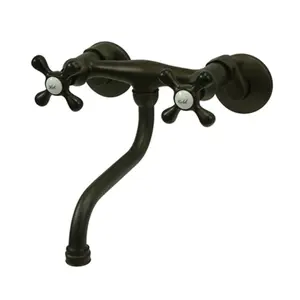 212 MAIN Vintage Double Handle Adjustable Center Wall Mount Lavatory Faucet - Oil Rubbed Bronze, Bathroom Faucet, Indoor Use, Specified Spout Length Bathroom Tap