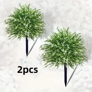 Set of 2 Realistic UV Resistant Lavender Ground Plant Trees, Outdoor Decor for Garden Wedding Home Hotel Decoration, Summer Autumn Use, Artificial Flowers For Outside