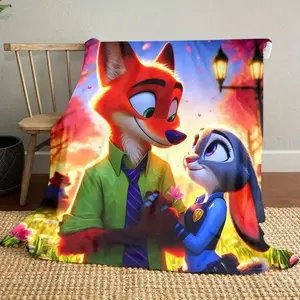 DISNEY CLASSIC Zootopia Cartoon Throw Blanket - Cozy, Warm, and Stylish for All Seasons, Perfect for Sofa, Bed, Office, Car, Camping, and Home Decor, Home Decor Accessory