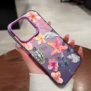 Marine Life Pattern Pattern Shockproof Phone Case for iPhone 7 8 Plus X Xsmax 11 12 13 14 15 16 Pro Max Plus Stylish Trendy Durable Cover Accessory