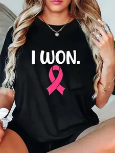 100% Cotton I Won Breast Cancer T Shirt, Breast Cancer Survivor I Won T-Shirt