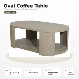 Indoor Walnut MDF and Oak Construction Coffee Table - Living Room Center Furniture Table
