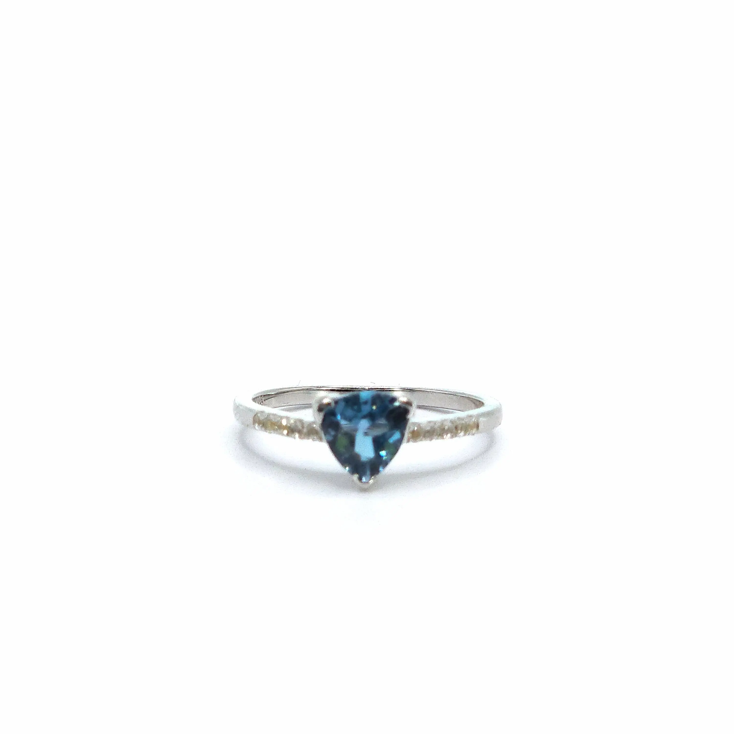 Valerie Rose - Trinity -London Blue Topaz Gem and White Topaz Sterling Silver Ring Semiprecious Engagement Ring