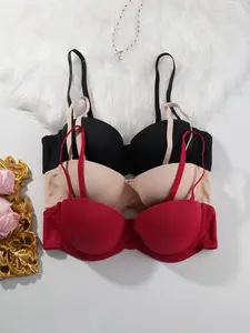3-Pack Women's Smooth Adjustable Strap Bra with Steel Ring, Multiple Ways to Wear, Comfortable and Stylish Underwear for Daily Use Adjustable Bras