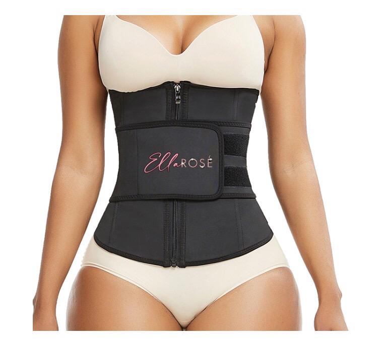 Ella Rose Latex Waist Trainer with Zipper for Women, Underbust Corset and Waist Shaper Cincher, Workout Belt for Weight Training, Hourglass Body Shaper - Black Belts