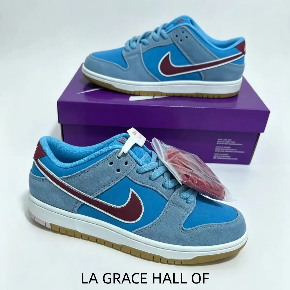 University Blue Suede Low-Top Sneakers With Maroon Swoosh And Gum Sole — Perfect For Streetwear Styling Or Casual Daily Wear, A Must-Have For Sneaker Collectors