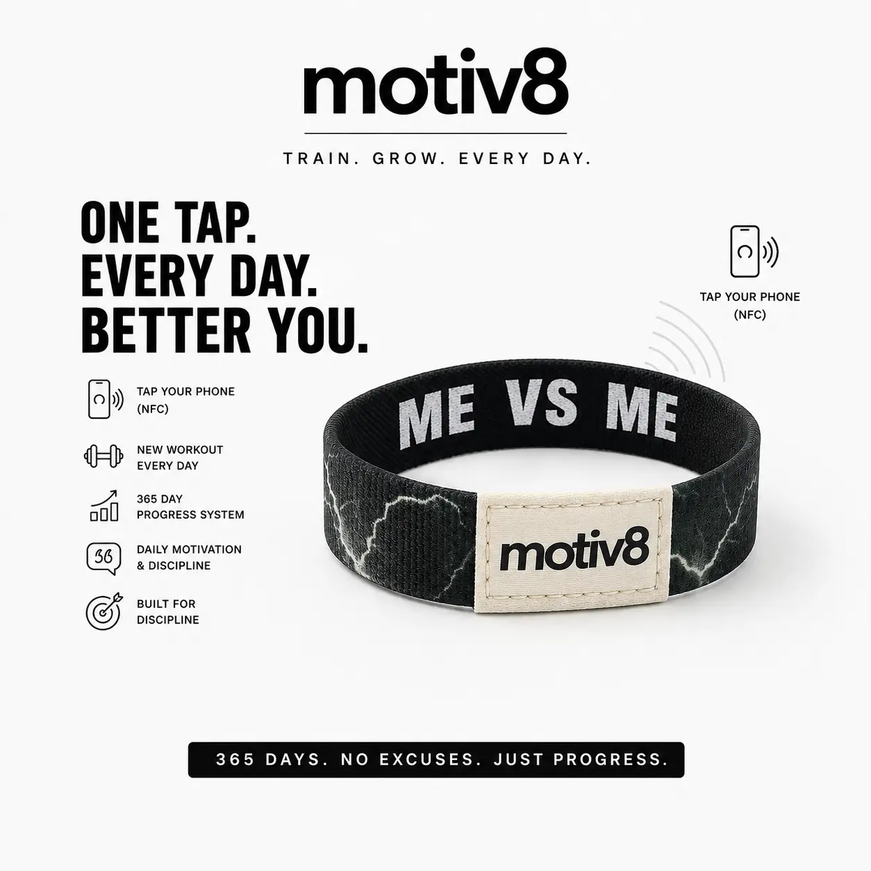 Motiv8 Me Vs Me Black and White Wristband - Motiv8 Branding, Fashionable Wrist Accessory, Costume Jewelry Bracelet