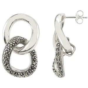 Suspicion Sterling Marcasite Double Link Dangle  Earrings