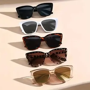 5pc New Model  Popular Concave Design Large Frame Cat Eye Sunglasses Ins Fashion Hollow Leg Square Frame