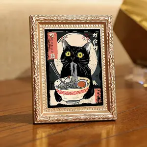 Ramen Cat Magnetic Fridge Magnet, Japanese Ukiyo-E Style, Vintage Noodle Art, Decorative Kitchen Magnet, Gift for Cat & Ramen Lovers