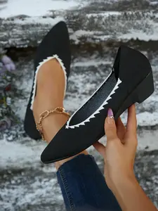 Women's Fashionable Pointed Toe Slip on Wedge Shoes, Casual Comfortable Breathable Shoes for Daily Wear, Lightweight Breathable Shoes for Women & Girls