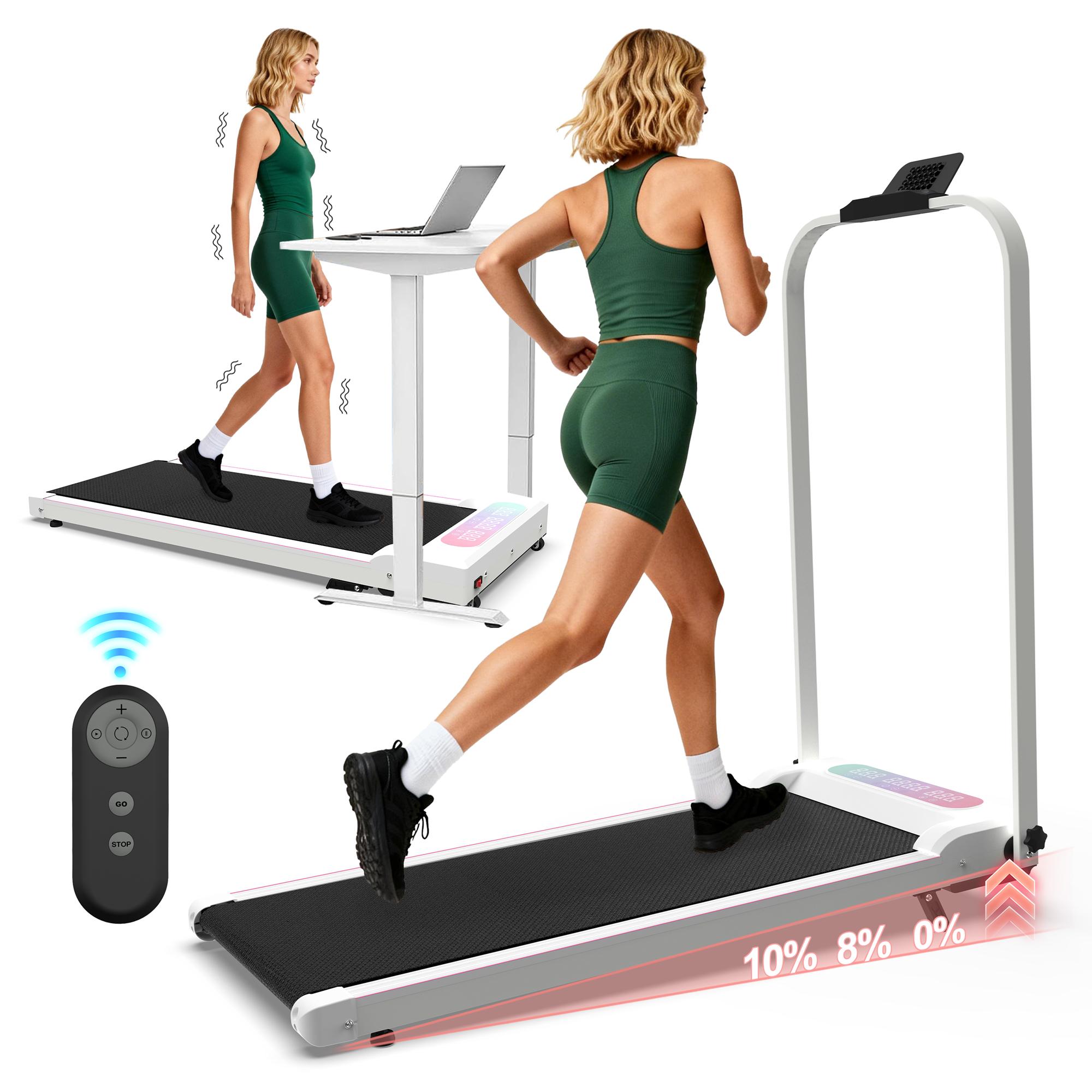 Dufominc 2-in-1 Foldable Incline Treadmill with Handle, Portable Under Desk Walking Pad, Vibration Pad, and Remote Control – Home Workout Gear