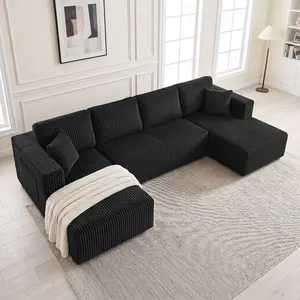 Elseady（2-Package） 132" Modular U-Shaped Sectional Sofa，boneless couches , Plush Corduroy Cloud Couch with Double Chaise , No Assembly, High-Resilient Memory Foam & Pocket Springs , 1200 lbs Heavy-Duty Living Room Set apartment indoor furniture