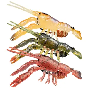 TRUSCEND Pre-Rigged Crawfish Fishing Lures，Soft TPE Crayfish Baits，Weedless VMC Hooks，UV Reflective Egg Sac，Hollow Body for Scents，For Bass Trout Walleye，Freshwater Saltwater