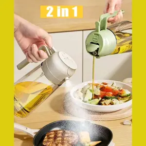 Multifunction Glass 2-In-1 Oil Spray Bottle for Kitchen Dispensers