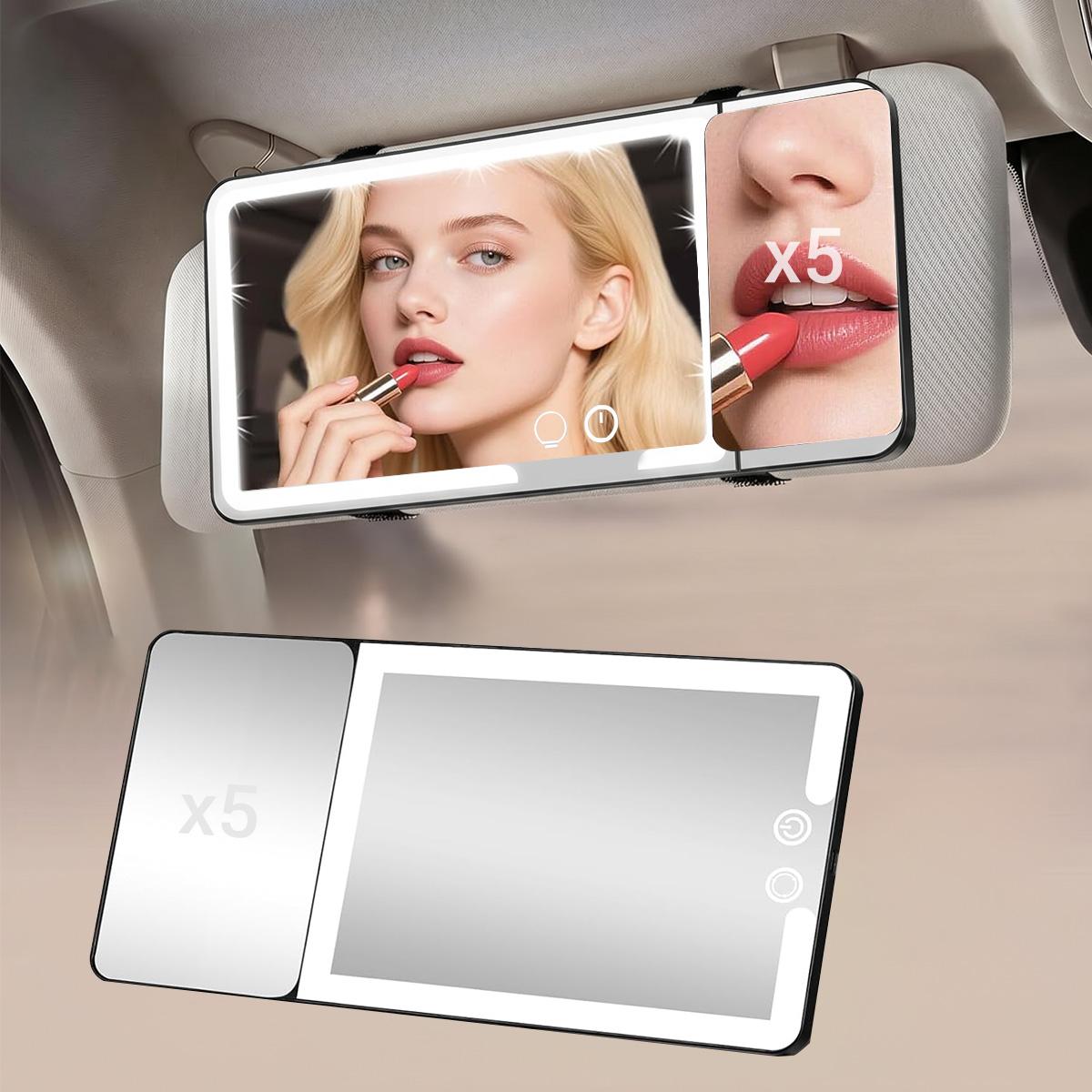 Car Sun Visor Cosmetic Mirror, Rechargeable Dimmable Vanity Mirror with 3 Light Modes, Clip-On Sun-Shading Mirror Universal for Car SUV Truck Car Sun Visor Cosmetic Mirror, Rechargeable Dimmable Vanity Mirror with 3 Light Modes, Clip-On Sun-Shading Mirror Universal for Car SUV Truck