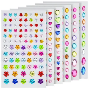 Gemstone Sticker Craft Kit, 6 Self-Adhesive Water Drill Gemstones, Various Shapes and Sizes, DIY Crafts and Scrapbooking Supplies
