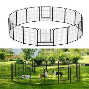 GARVEE Heavy Duty Folding Dog Playpen with 8 Panels and Door, Available in 24/32/40 Inch Heights, Indoor Outdoor Pet Exercise Fence Suitable for Large, Medium, and Small Dogs