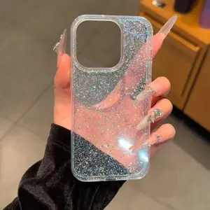 Glitter That Never Fades! Sparkle Clear Phone Case, Shockproof & Cute for Daily Use, Durable Protection, 1pc