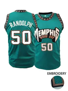 Men's #50 Green Retro Basketball Jersey, Memphis Letter Embroidery Loose Sleeveless Crew Neck Tank Top, Suitable For Basketball, Sports, Running, Workout, Street Fashion, Unisex Spring