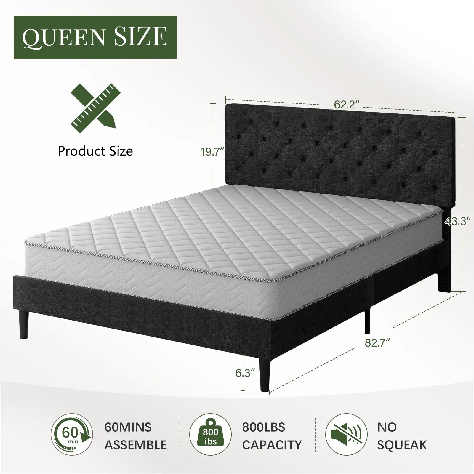 Queen Size Dark Grey