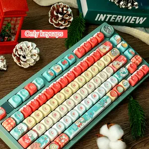 Liu Fei DigitalWinter Snowflake Velvet Themed Keycaps - MAO Height Full Five Sided Heat Sublimated PBT Keycaps, Cute And Creative Keycaps