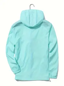 New Summer Men's Fashion Thin Skin Fitted Jacket with Zipper and Hood, Beach Protective Set for Sun Safety and Style