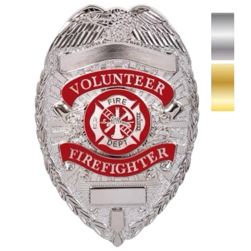 Rothco Deluxe Volunteer Fire Department Badge Gold or Silver - Firefighter-Themed Costume Badge, Only for Collector’s Edition, High-quality plain badge, perfect for display, cosplay, or as a unique gift. “Not for official use.”