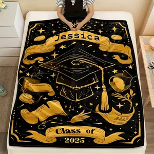 ersonalized Graduation Blanket,Custom Graduation Gift for Him/Her,2026 Class Name, Lightweight Flannel, All-Season Soft Bedspread, Suitable for Graduation Parties and Classroom Decor, Machine Washable SingleSide Lightweight Blanket