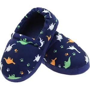 F-SOK20  Dinosaur Slippers for Boys Non Slip Little Kid Slippers for Kid with Memory Foam