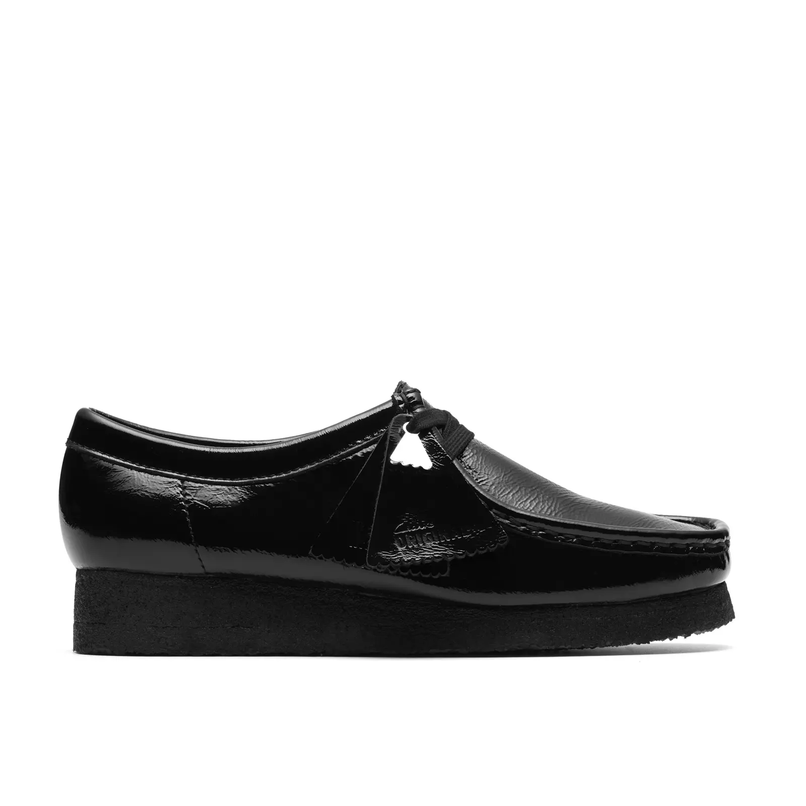 Clarks Wallabee 26182760 Womens Black Leather Lace Up Oxford Flats Shoes