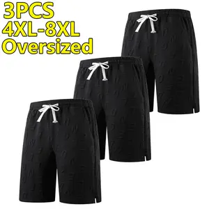Men’s plus-size loose shorts with high elasticity and jacquard fabric, featuring an adjustable drawstring waist and breathable quick-dry material—ideal for everyday casual wear and outdoor sports.