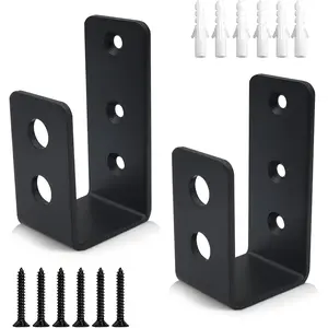 Door Barricade Brackets, 2 Pack 2x4 Door Barricade Brackets Door Security Barricade Brackets Bar Security Holder for Home, Barn, Shed, Garage, Gate to Security Door Reinforcement Fits 2x4 Bars, Black