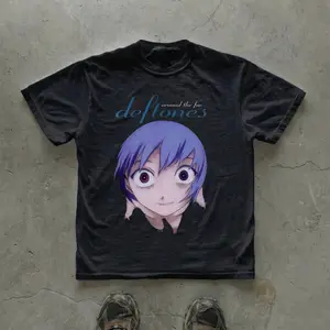 Rei Deftones T-Shirt, Anime Evangelion Graphic Tees, Unisex Tshirt, Gifts Shirt, Menswear Womenswear Streetwear, Aesthetic, Heavyweight Cotton Comfort Top Regular Fit Y2k Outfit Outdoor Affliction Clothes