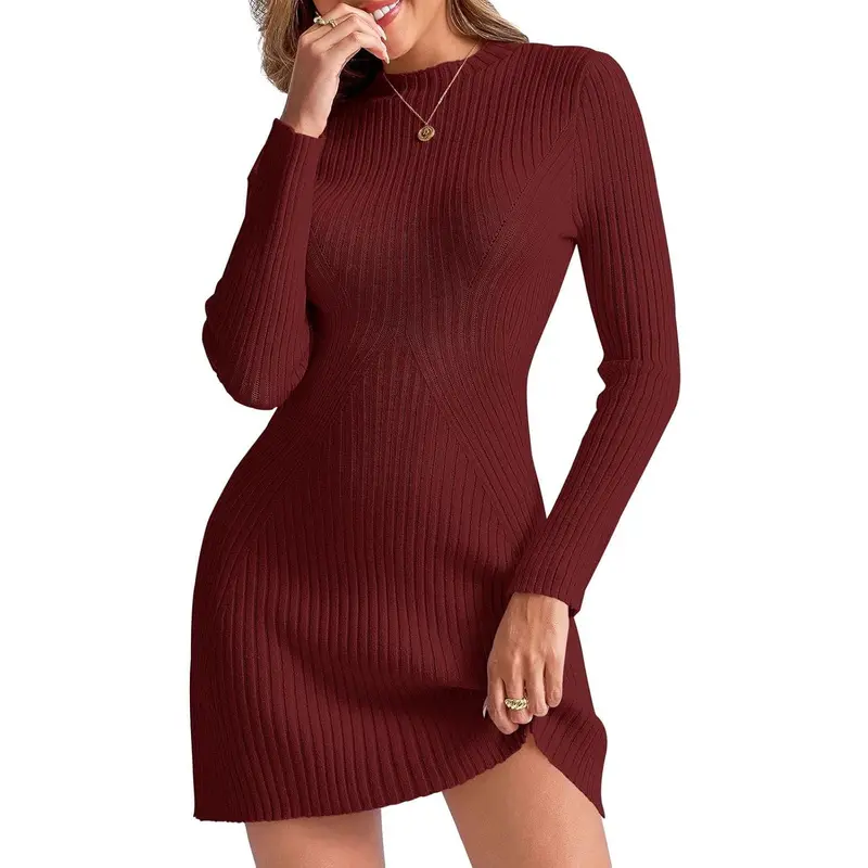 fitted lace wedding dress Catch Yourself Red Bubble Sleeve Sweater Dress – Shop the Mint main image 0