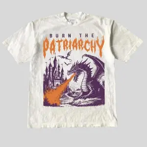 90s Dragon Feminism Tee, Funny Protest Graphic Shirt, Burn the Patriarchy Fantasy T-Shirt, Vintage Style Top