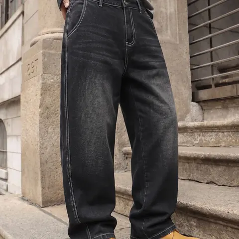 Men's jeans,men's denim jeans,  men's cotton-blend jeans, streetwear style,straight cut,button design, straight loose fit, baggy jeans men, wide leg jean, baggy fit, relaxed jeans,straight-leg fit, blue jeans, jeans men,streetwear jean,fall new arrival