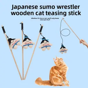Cute Plush Sumo Cat Toy Stick, Japanese Style Interactive Pet Supplies, Soft Material Design, Perfect Gift for Cats & Kitties