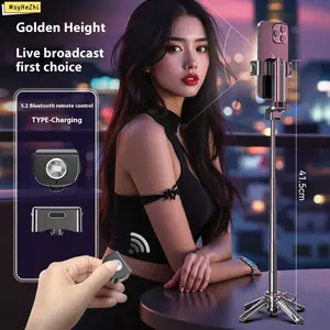 MsyHeZhi Tripod 2025 New 4-in-1 Multifunctional mini Selfie Stick with360° Rotation Compact Stylish Wireless BluetoothControl Magnetic Phone Holder for Selfies VideoRecording Vlogging Compatible with Most PhonesStabilizer Camera,Maxinum