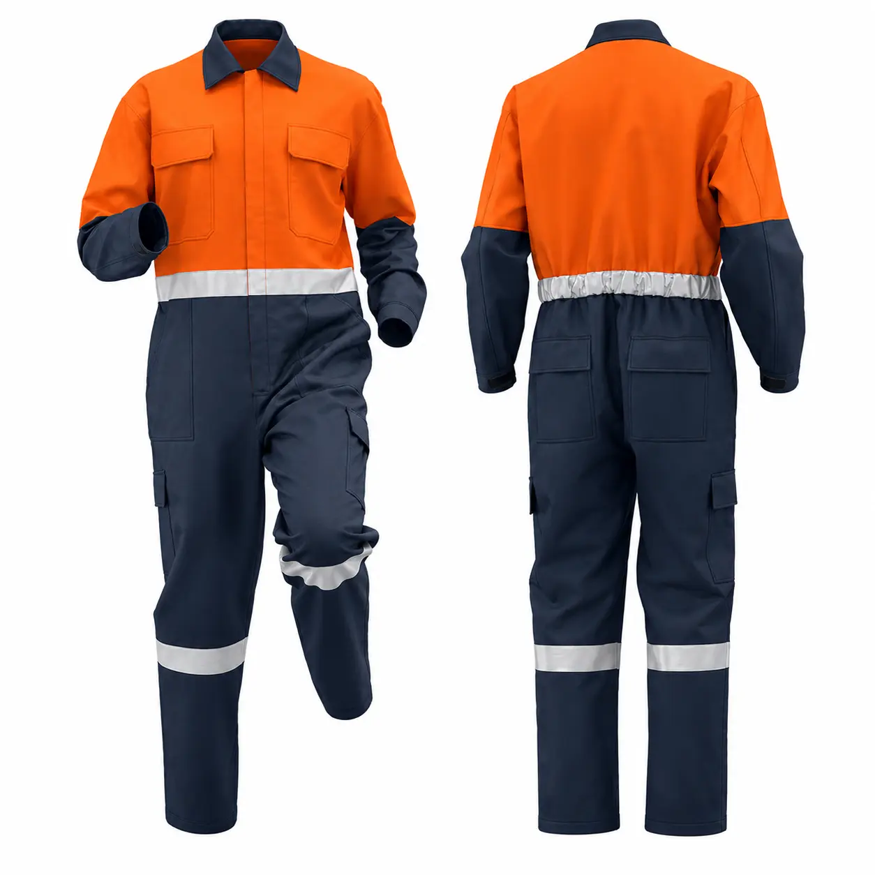 Men’s long-sleeve collared heavy-duty durable coveralls with chest pocket, suitable for mechanical maintenance work